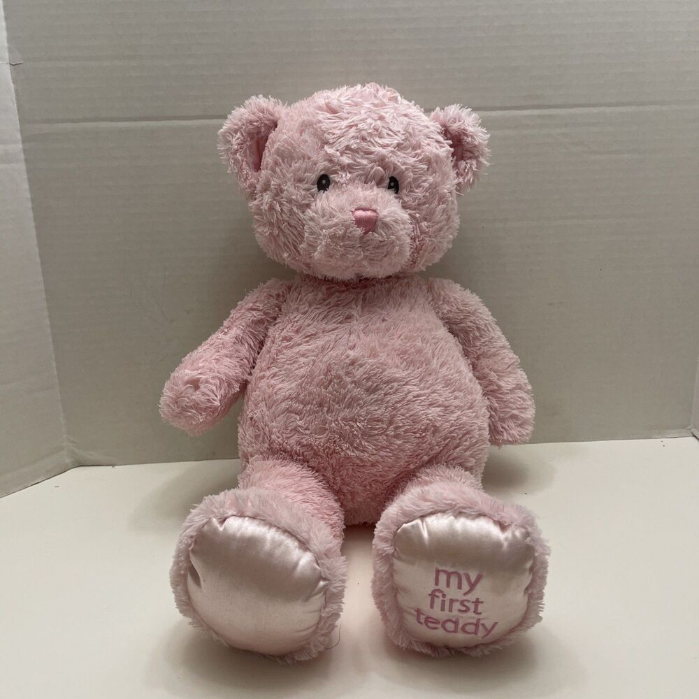 Baby Gund My First Teddy Bear Pink Plush Lovey Satin Feet Stuffed Animal 19”
